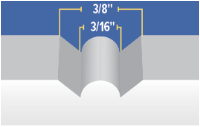 V-bead Quick Ship Items - Available 1-5/8” and 2-1/2” on Center - Diagram